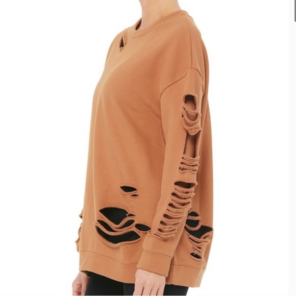NWOT ALO Yoga Fade Distressed Long Sleeve Pullover - Picture 2 of 7